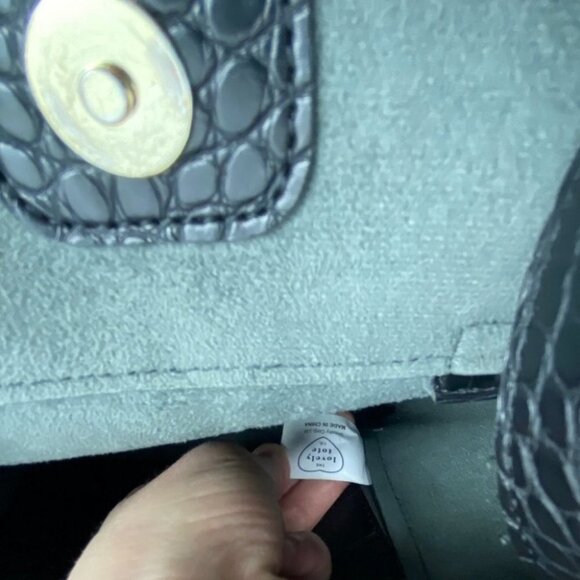 The Lovely Tote Vegan Leather Black‎ Purse Bag Shoulder Top Handle Faux Snake - Picture 9 of 14